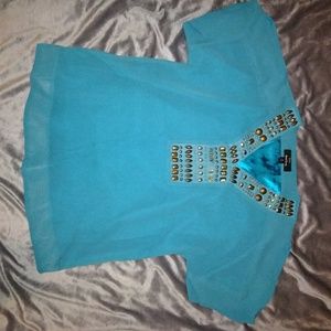 🌟Dennis basso turquoise sheer Top size m